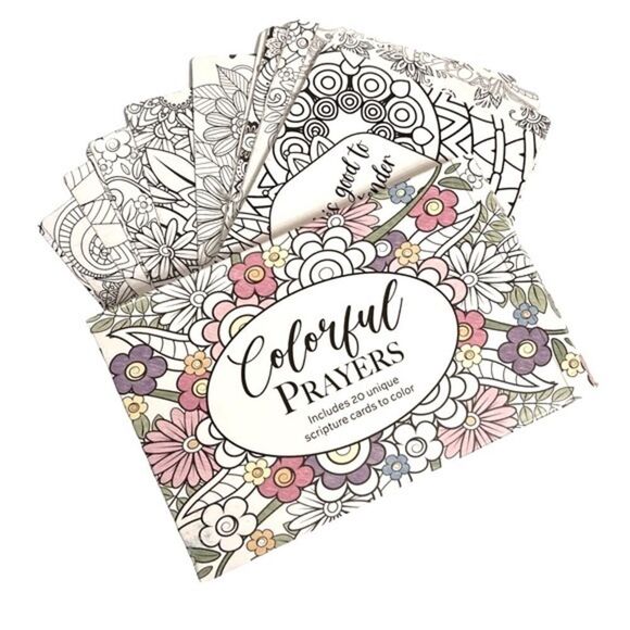 CrownJewlz Adult Coloring Floral Prayer & Scripture Cards (20 ct set) - Picture 5 of 10